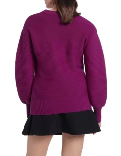 Izabella Ottoman Knit Sweater Magenta -Myer Clothing Shop 911105020 3 720x928