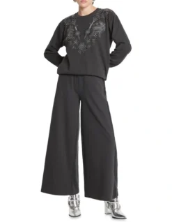 Every Other Day Embroidered Jewel Sweatshirt In Washed Black