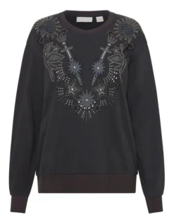 Every Other Day Embroidered Jewel Sweatshirt In Washed Black -Myer Clothing Shop 911125630 6 720x928