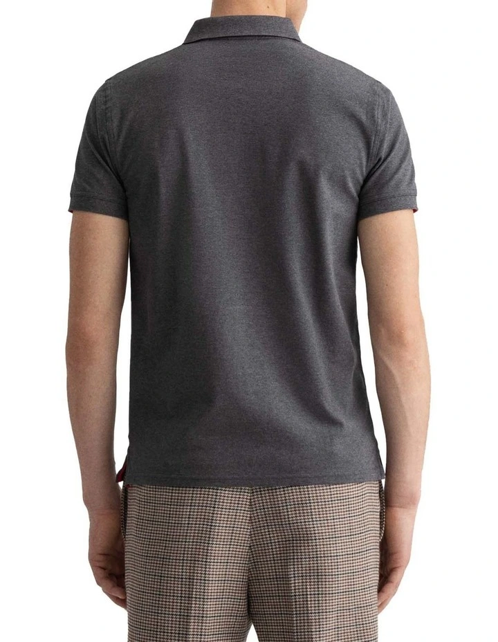 Gant Contrast Collar Pique Short Sleeve Rugger Grey 2 Gant Contrast Collar Pique Short Sleeve Rugger Grey - Image 2