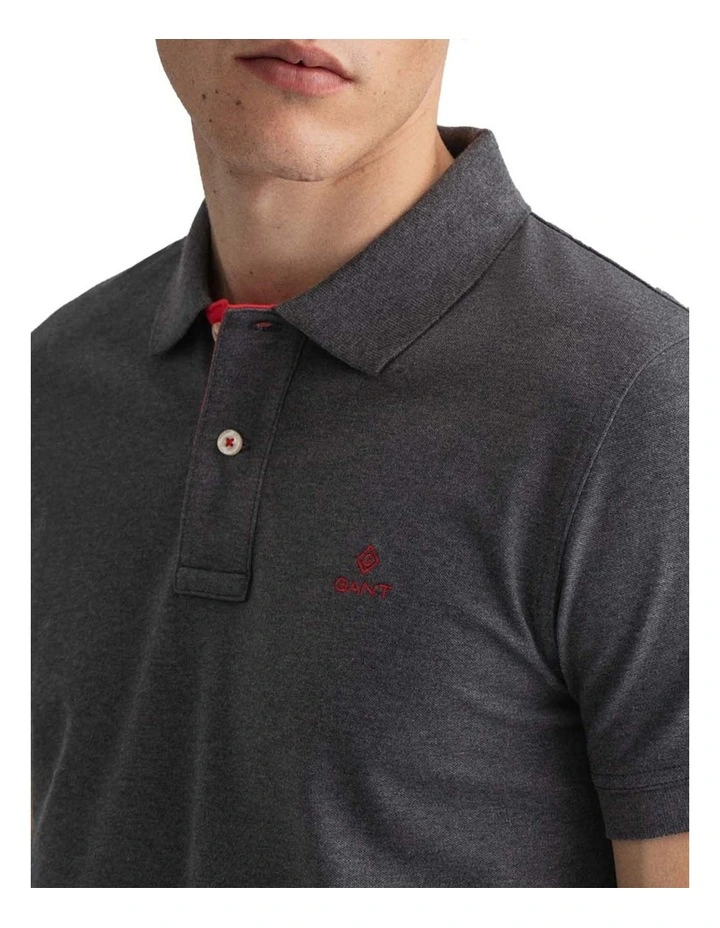 Gant Contrast Collar Pique Short Sleeve Rugger Grey 3 Gant Contrast Collar Pique Short Sleeve Rugger Grey - Image 3