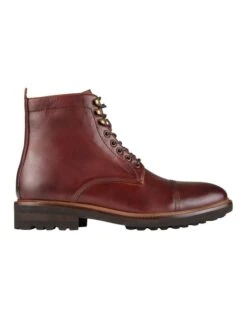 Massimo Leather Military Boots In Tobacco