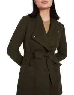 Work It Out Wrap Coat In Moss -Myer Clothing Shop 912773170 4 720x928