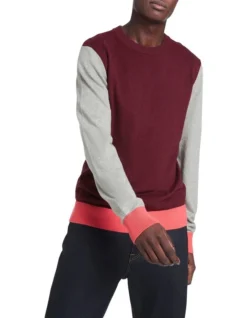 Kiama Crew Neck Knit In Merlot