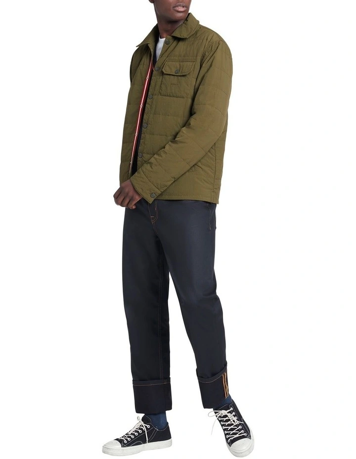 Riff Wadded Shirt Jacket In Khaki 2 Riff Wadded Shirt Jacket In Khaki - Image 2
