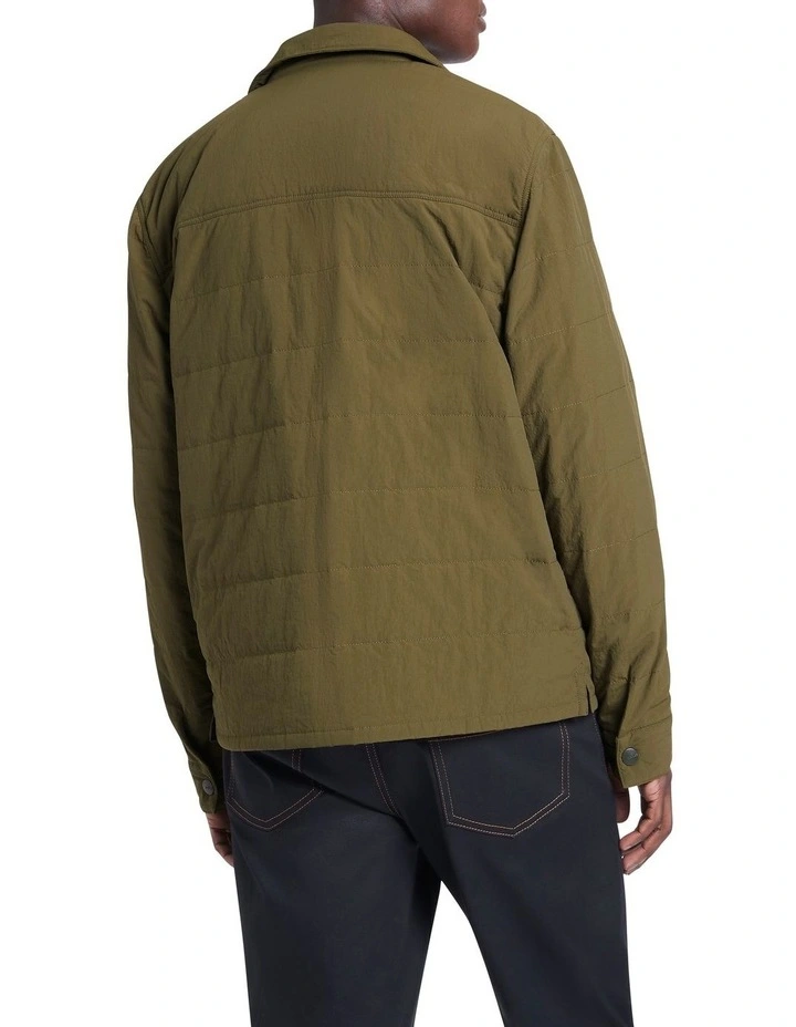 Riff Wadded Shirt Jacket In Khaki 3 Riff Wadded Shirt Jacket In Khaki - Image 3