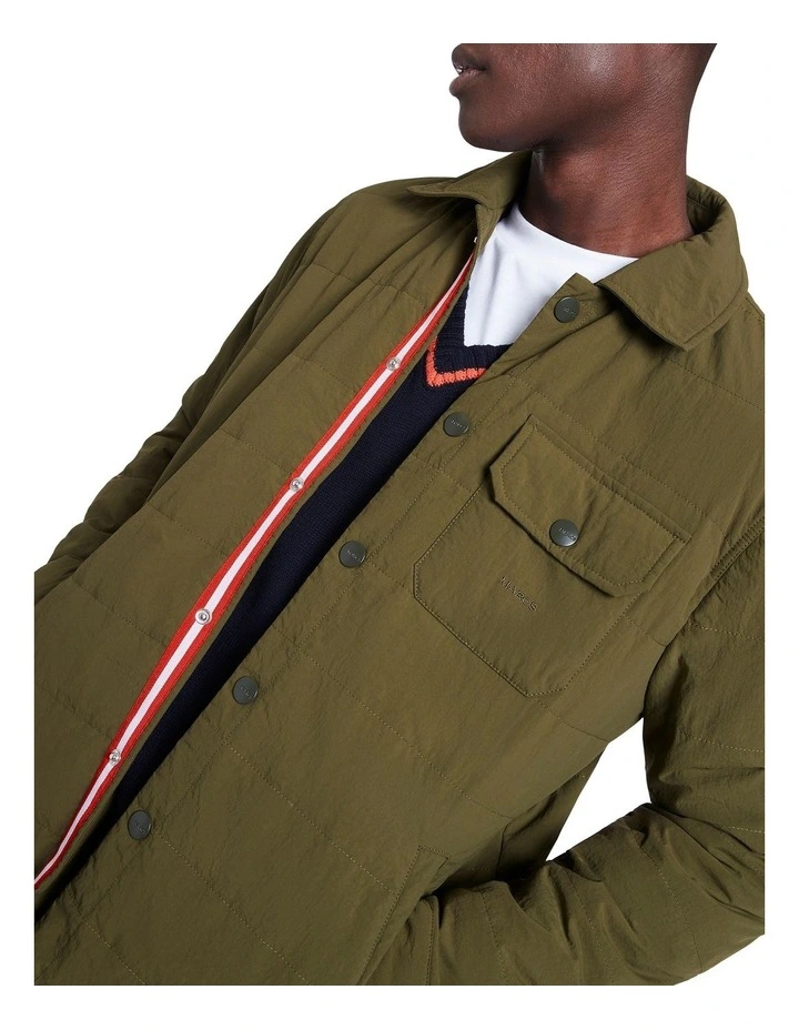 Riff Wadded Shirt Jacket In Khaki 4 Riff Wadded Shirt Jacket In Khaki - Image 4