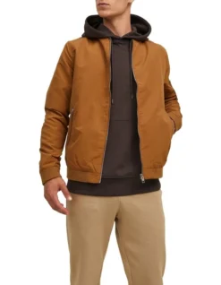 Jack & Jones Rush Bomber Jacket Rubber In Brown