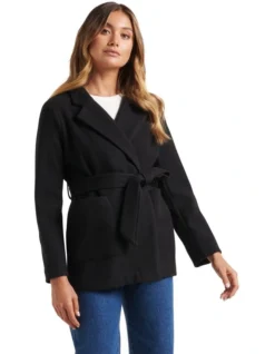 Sarah Wrap Coat In Black