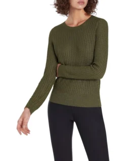 Nebula Shimmer Knit Top In Khaki