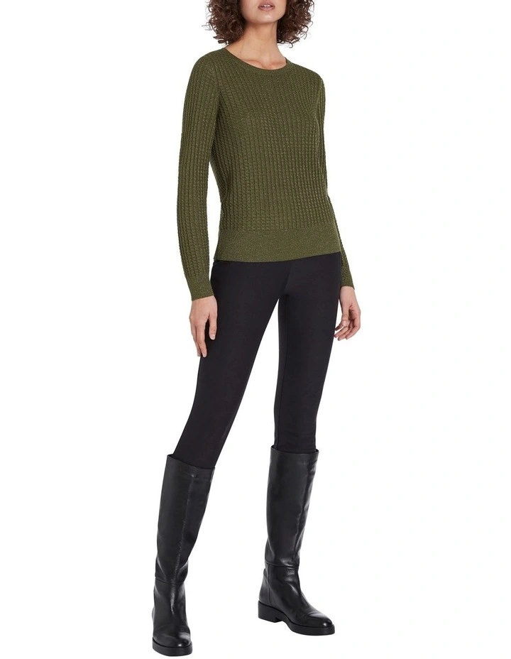 Nebula Shimmer Knit Top In Khaki 2 Nebula Shimmer Knit Top In Khaki - Image 2
