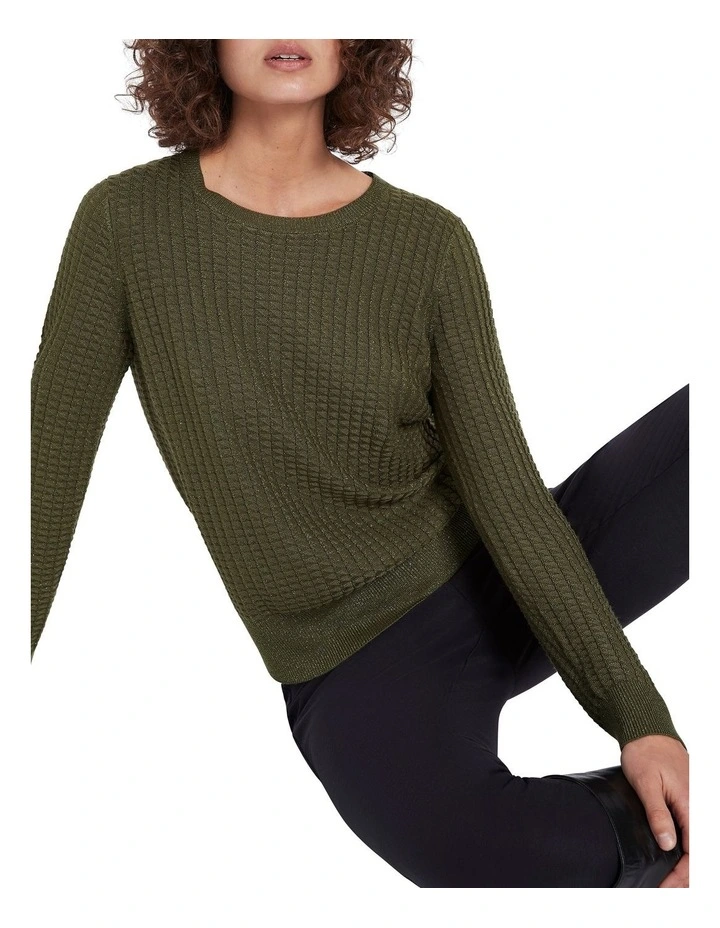 Nebula Shimmer Knit Top In Khaki 4 Nebula Shimmer Knit Top In Khaki - Image 4