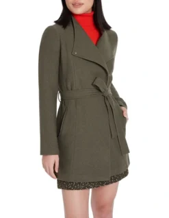 Ruby Felted Wool Coat In Washed Khaki