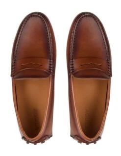 Daytona Leather Driving Shoes In Brandy -Myer Clothing Shop 914807620 3 720x928
