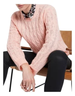 Galena Fluffy Cable Knit Jumper In Rose Quartz -Myer Clothing Shop 915013090 4 720x928