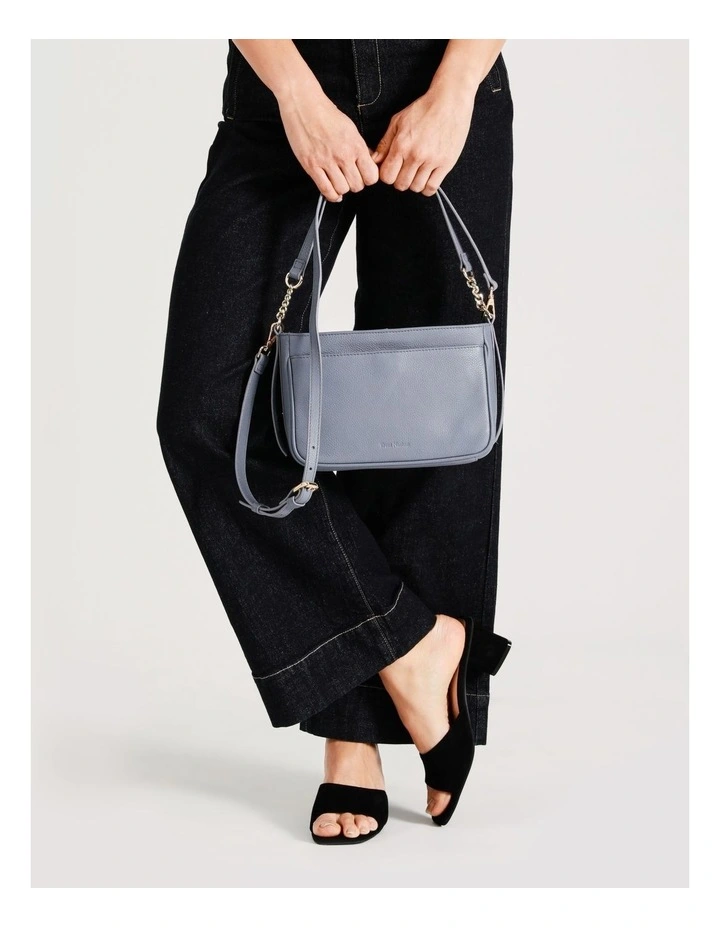 Tanya Zip Top Shoulder Bag In Blue 2 Tanya Zip Top Shoulder Bag In Blue - Image 2