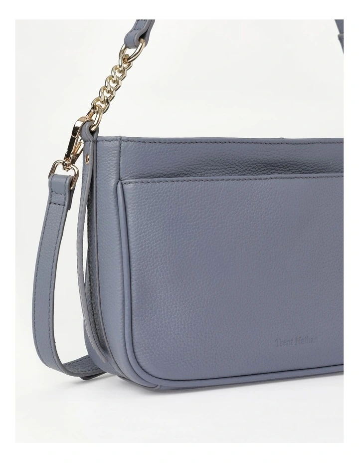 Tanya Zip Top Shoulder Bag In Blue 4 Tanya Zip Top Shoulder Bag In Blue - Image 4