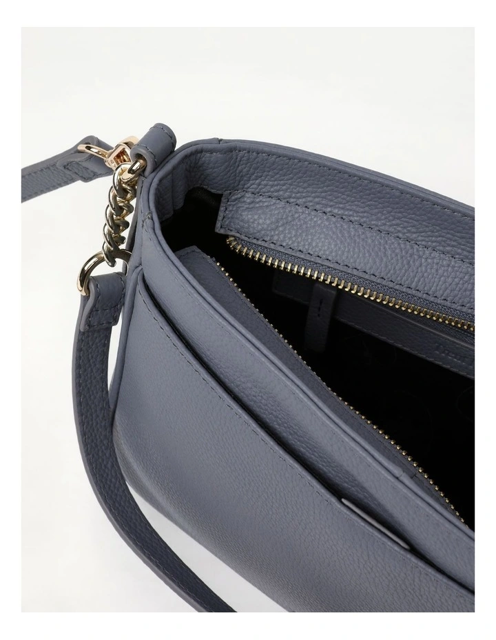 Tanya Zip Top Shoulder Bag In Blue 5 Tanya Zip Top Shoulder Bag In Blue - Image 5