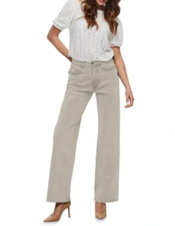 ONLY Juicy Life High Waisted Wide Leg Jeans In Ecru