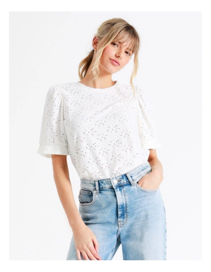 ONLY Smilla Short Sleeve Puff Top In Cloud Dancer 3 ONLY Smilla Short Sleeve Puff Top In Cloud Dancer - Image 3