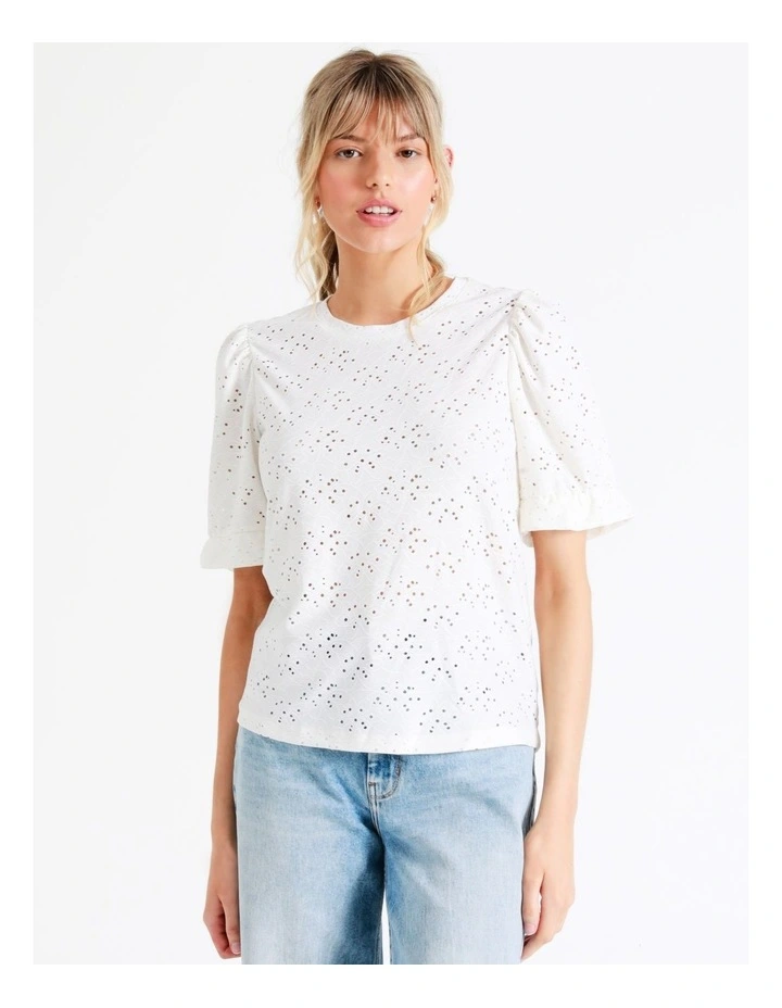 ONLY Smilla Short Sleeve Puff Top In Cloud Dancer 4 ONLY Smilla Short Sleeve Puff Top In Cloud Dancer - Image 4