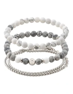 Genesis Set White Grey Silver Large/Extra Large Bracelet Set