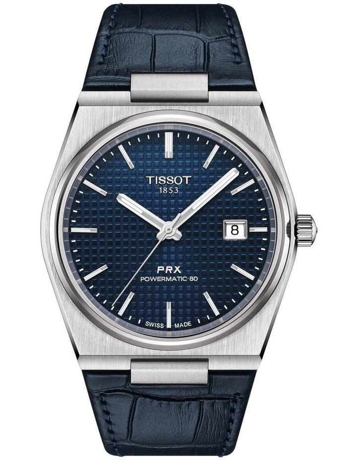 Tissot PRX Powermatic 80 T1374071604100 Automatic Watch In Blue Leather 1 Tissot PRX Powermatic 80 T1374071604100 Automatic Watch In Blue Leather