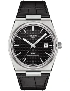 Tissot PRX Powermatic 80 T1374071605100 Automatic Watch In Black Leather