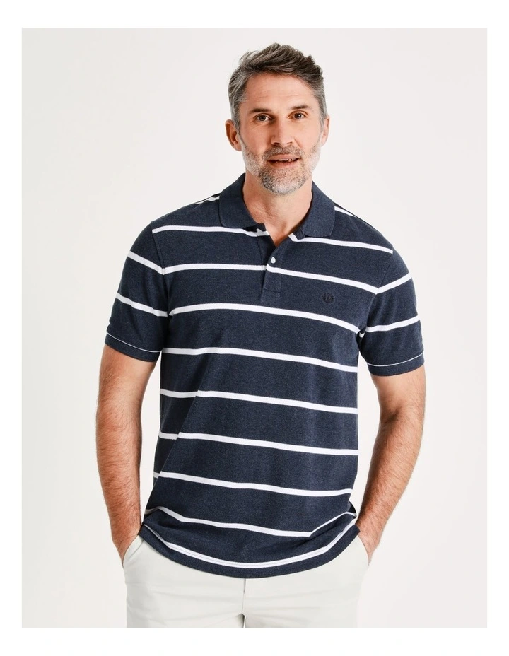 Hugo Stripe Polo In Navy 1 Hugo Stripe Polo In Navy