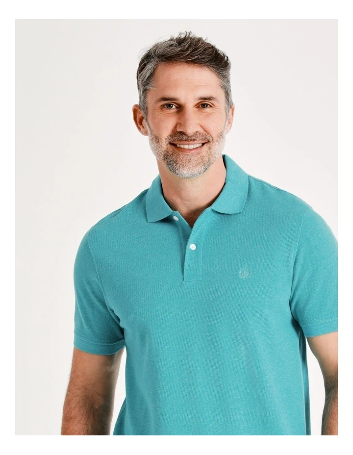 Lindon Plain Polo In Aquamarine 2 Lindon Plain Polo In Aquamarine - Image 2