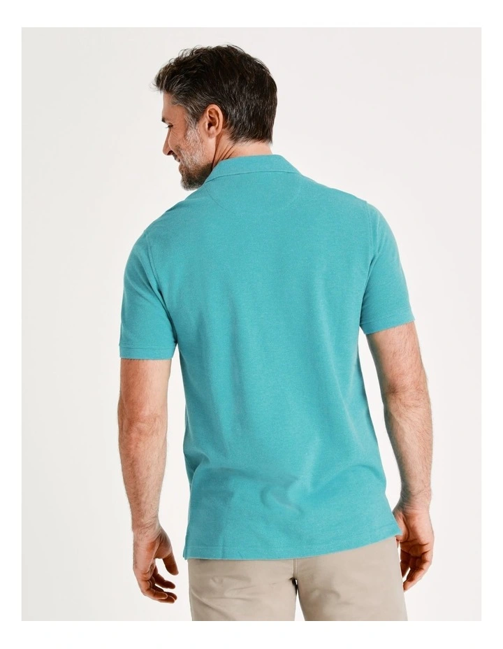 Lindon Plain Polo In Aquamarine 6 Lindon Plain Polo In Aquamarine - Image 6