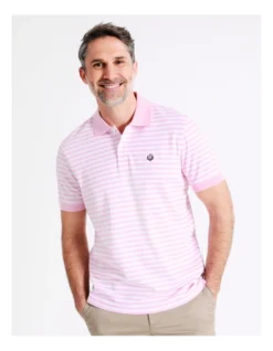 Dalhunty Stripe Polo In Pink