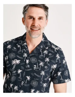 Beesley Print Short Sleeve Shirt In Navy -Myer Clothing Shop 918071920 5 720x928