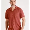 Stradbroke Short Sleeve Jacquard Shirt In Red