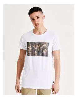 Modern Art Placement Print Short Sleeve Tee In White