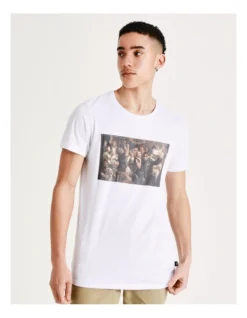 Modern Art Placement Print Short Sleeve Tee In White -Myer Clothing Shop 918089200 4 720x928