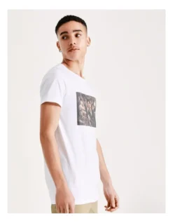 Modern Art Placement Print Short Sleeve Tee In White -Myer Clothing Shop 918089200 5 720x928