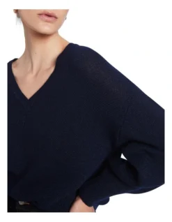 Heather Bell Sleeve Knit In Navy Metallic -Myer Clothing Shop 918278200 4 720x928