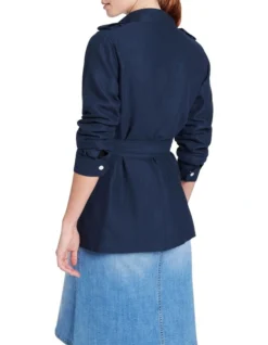 Mavis Coated Linen Jacket In Navy -Myer Clothing Shop 918283510 3 720x928