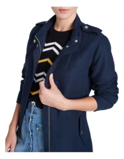 Mavis Coated Linen Jacket In Navy -Myer Clothing Shop 918283510 4 720x928