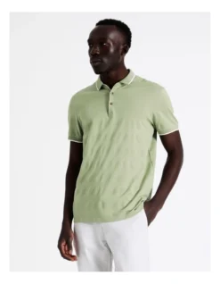 Morgan Textured Polo In Green