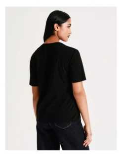 Basque Seam Detail Organic Cotton Tee In Black -Myer Clothing Shop 918827200 6 720x928