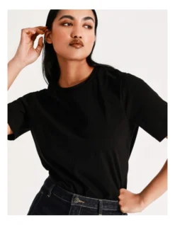 Basque Seam Detail Organic Cotton Tee In Black -Myer Clothing Shop 918827200 7 720x928