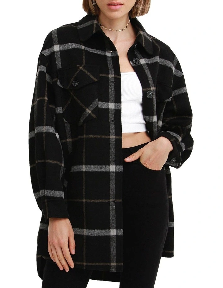 River's Edge Plaid Shacket Nearly Black 5 River's Edge Plaid Shacket Nearly Black - Image 5