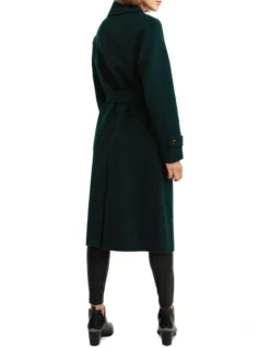 Front Runner Belted Coat Dark Green -Myer Clothing Shop 919133200 3 720x928
