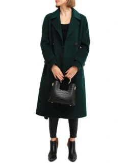 Front Runner Belted Coat Dark Green -Myer Clothing Shop 919133200 5 720x928