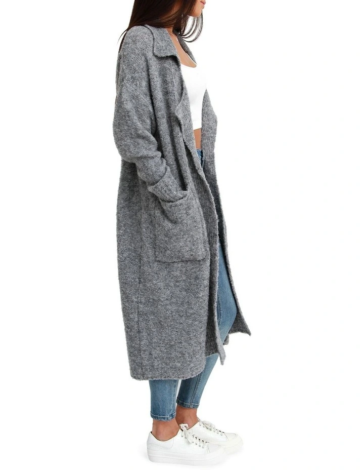 Born To Run Sustainable Sweater Coat Grey 2 Born To Run Sustainable Sweater Coat Grey - Image 2