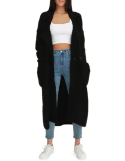 Born To Run Sustainable Sweater Coat Black -Myer Clothing Shop 919135090 4 720x928