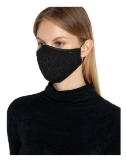 Black Cotton Cloque Face Mask
