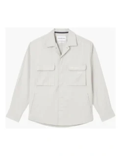 Calvin Klein Jeans Disrupted Logo Overshirt In Cream -Myer Clothing Shop 919497880 4 720x928